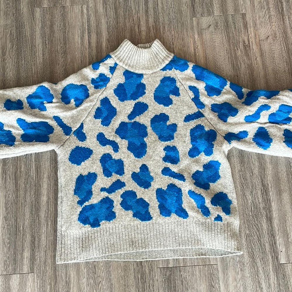 H&M Blue Cheetah Sweater